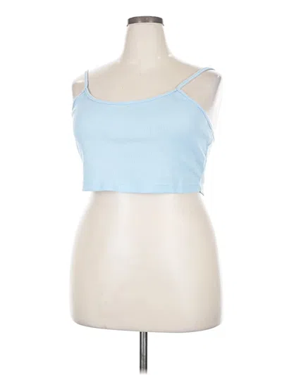 Pre-owned Ekouaer Tank Top Blue Strapless Neckline Tops