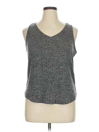 Pre-owned Ekouaer Tank Top Gray Plunge Neckline Tops