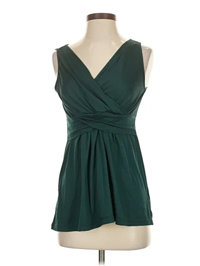Pre-owned Ekouaer Tank Top Green Plunge Neckline Tops