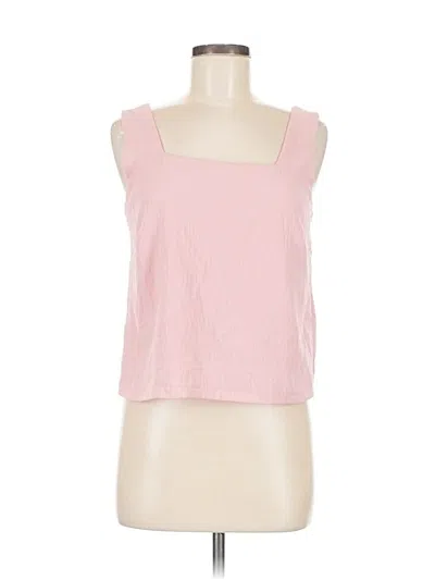 Pre-owned Ekouaer Tank Top Pink Square Neckline Tops