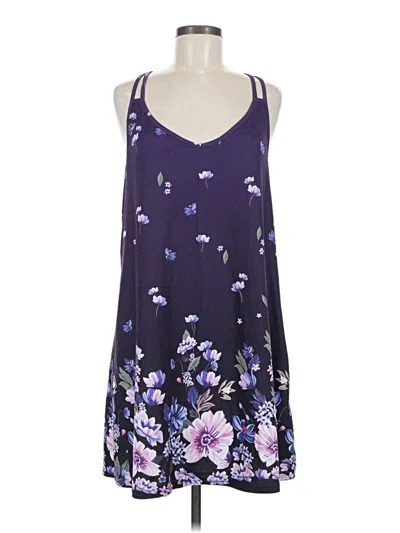 Pre-owned Ekouaer Tank Top Purple Halter Neckline Tops