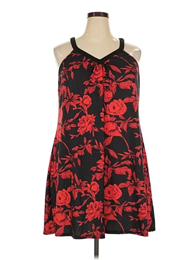 Pre-owned Ekouaer Tank Top Red Halter Neckline Tops