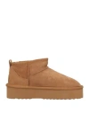 Ekp Collections Woman Ankle Boots Camel Size 8 Leather In Sand