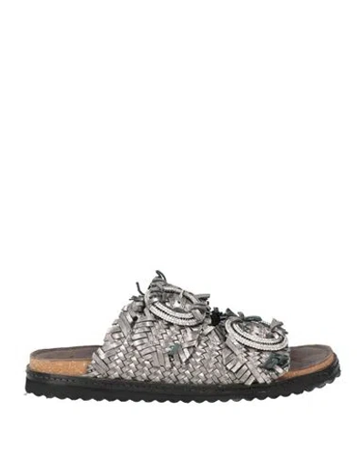 Ekp Collections Woman Sandals Lead Size 8 Leather In Grey
