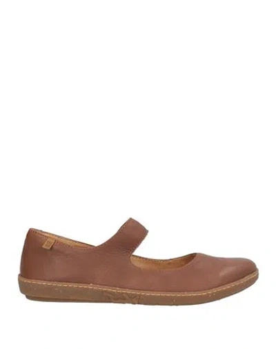 El Naturalista Woman Ballet Flats Brown Size 7 Leather