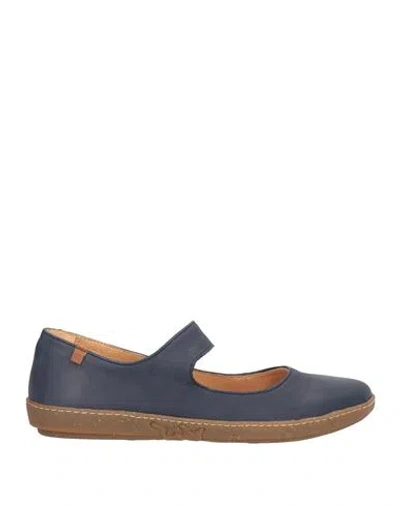 El Naturalista Woman Ballet Flats Navy Size 6 Leather In Blue