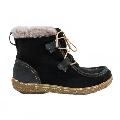 El Naturalista Women's Nido Fur-lined Ankle Boot In Lux Suede In Black