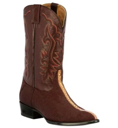 Pre-owned El Presidente Mens Western Cowboy Boots Burgundy Stingray Exotic Skin J Toe Size 12, 13 In Red