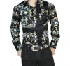 El Senor De Los Cielos Casual Long Sleeve Shirt In Black/gold In Black