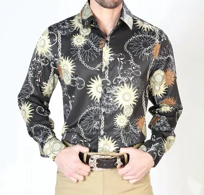 El Senor De Los Cielos Casual Long Sleeve Shirt In Black/gold