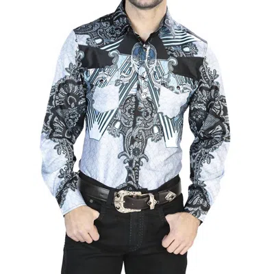 El Senor De Los Cielos Casual Long Sleeve Shirt In Black/gray