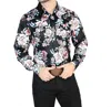 El Senor De Los Cielos Casual Long Sleeve Shirt In Black/print Roses In Red