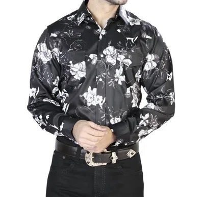 El Senor De Los Cielos Casual Long Sleeve Shirt In Black/white Print In Animal Print