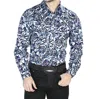 El Senor De Los Cielos Casual Long Sleeve Shirt In Blue Rose Print In Multi