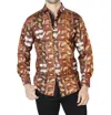 El Senor De Los Cielos Casual Long Sleeve Shirt In Brown And Gold In Multi