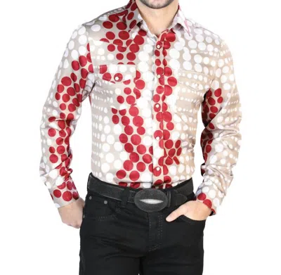 El Senor De Los Cielos Casual Long Sleeve Shirt In Burgundy/gold In Multi