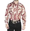 El Senor De Los Cielos Casual Long Sleeve Shirt In Burgundy/gold In Multi