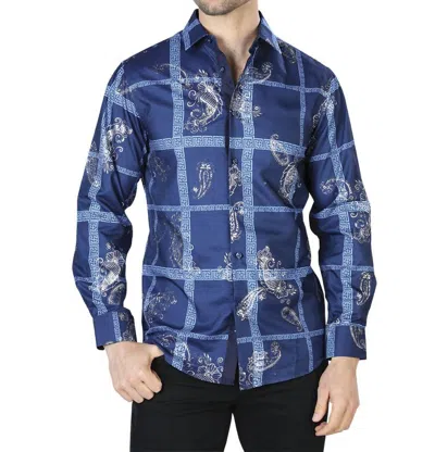El Senor De Los Cielos Casual Long Sleeve Shirt In Navy/silver In Multi