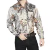 El Senor De Los Cielos Casual Long Sleeve Shirt In Taupe In Gray