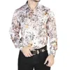 El Senor De Los Cielos Casual Long Sleeve Shirt In White And Brown In Multi