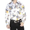 El Senor De Los Cielos Casual Long Sleeve Shirt In White With Flower Print In White