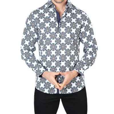 El Senor De Los Cielos Casual Long Sleeve Shirt In White/black In Blue