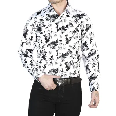 El Senor De Los Cielos Casual Long Sleeve Shirt In White/black