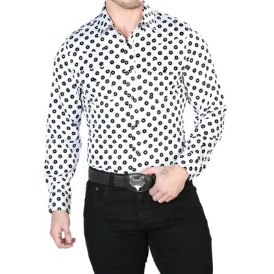 El Senor De Los Cielos Casual Long Sleeve Shirt In White/black In Multi