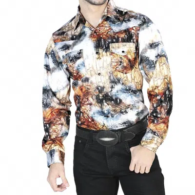 El Senor De Los Cielos Casual Long Sleeve Shirt In Yellow/black In Multi