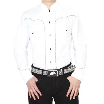El Senor De Los Cielos Charro Long Sleeve Shirt In White