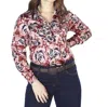 El Senor De Los Cielos Long Sleeve Western Shirt In Red And Black Print In Multi
