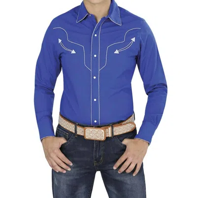 El Senor De Los Cielos Western Long Sleeve Shirt In Navy Blue