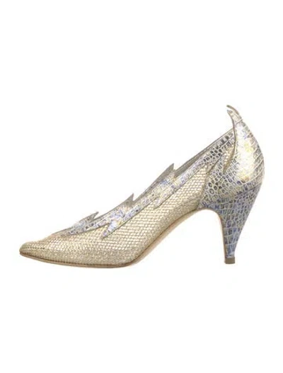 Pre-owned El Vaquero Mesh Printed Pumps In Gold