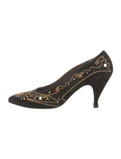 Pre-owned El Vaquero Suede Pumps In Black