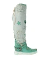 El Vaquero Woman Boot Turquoise Size 6 Leather, Textile Fibers In Blue
