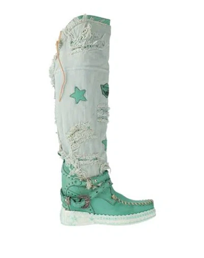 El Vaquero Woman Boot Turquoise Size 6 Leather, Textile Fibers In Blue