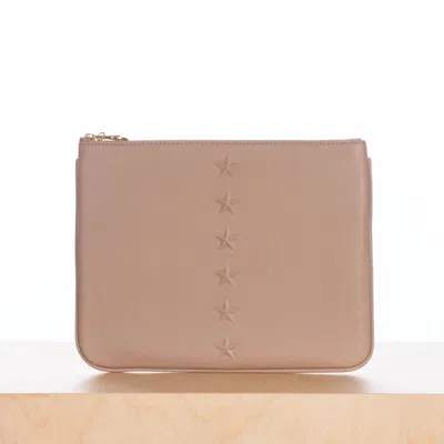 Ela Handbags Women's Vegan Editor's Star Pouch In Taupe In Grey