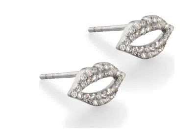 Ela Rae Tiny Kiss Pave Diamond Stud Earrings In Silver In Metallic
