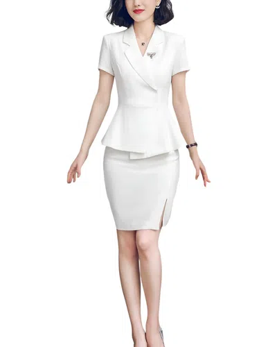 Elaine 2pc Blazer & Skirt Set In White