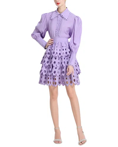 Elaine 2pc Blouse & Mini Skirt Set In Purple