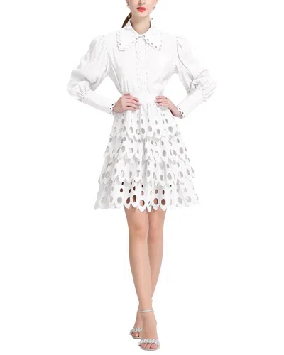 Elaine 2pc Blouse & Mini Skirt Set In White