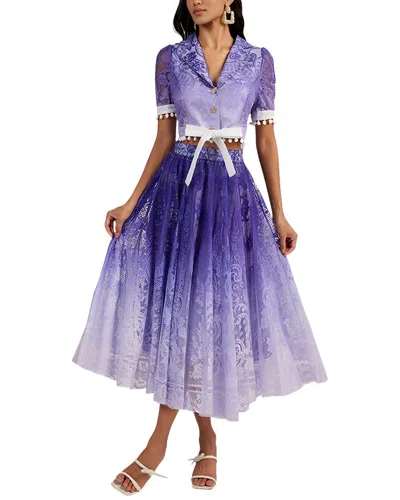 Elaine 2pc Blouse & Skirt Set In Blue