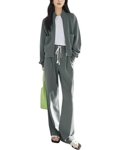 Elaine 2pc Jacket & Pant Set In Grey