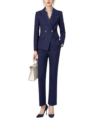 Elaine 2pc Jacket & Pant Set In Blue