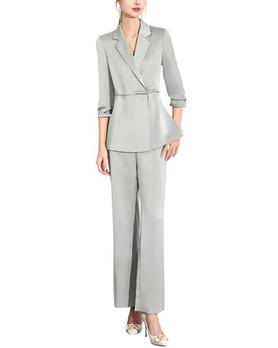 Elaine 2pc Jacket & Pant Set In Gray