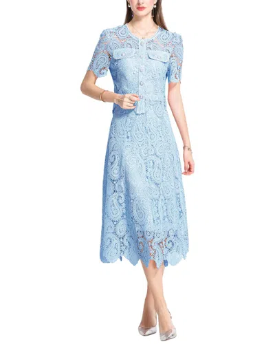 Elaine 2pc Shirt & Midi Skirt Set In Blue