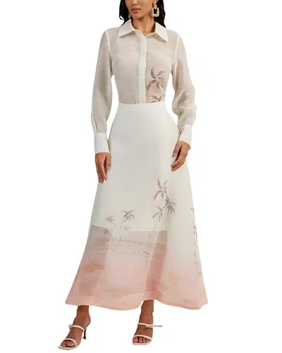 Elaine 2pc Shirt & Skirt Set In White