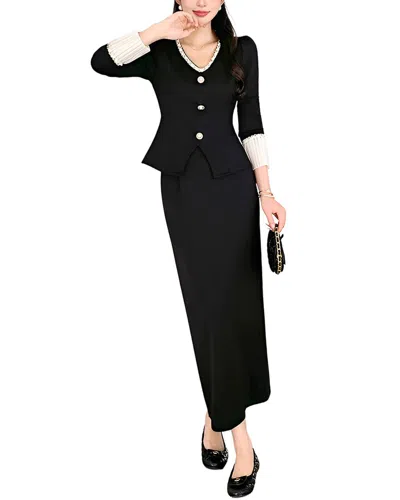 Elaine 2pc Top & Skirt Set In Black