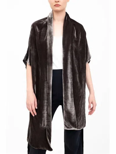 Elaine Kim Amari Shrug With Silk Contrast In Java In Brown