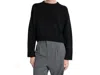 Elaine Kim Cashmere Crew Neck Crop Sweater In Black In Black